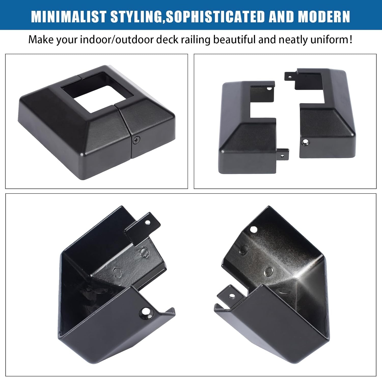 Post Cover Plate for 2" Floor Flange, 2-Piece, Flange Base 2'' cover, Black 