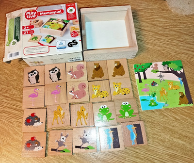 holz Memory spiel für Kinder 2 + Tiere Play Tive mit OVP