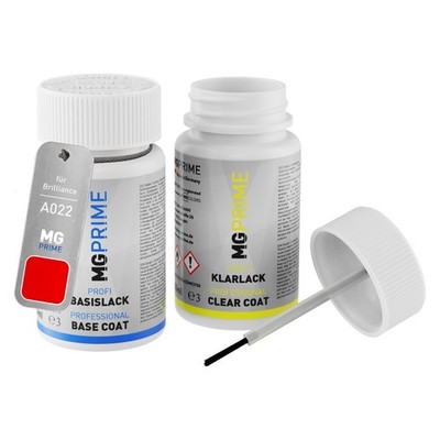 Autolack Lackstift Set für Brilliance A022 Cherry Red Basislack Klarlack je 50ml