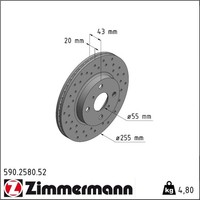 2X Zimmermann 590.2580.52 Bremsscheibe FüR Toyota Yaris Verso MR2 P2 P1 ZZW3