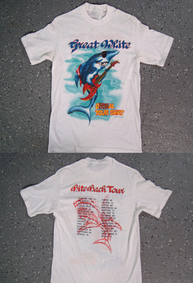 2 sides Great White Once Bitten Tour Shirt 1987 Classic White S-5XL 1V0628