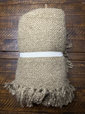 Pottery Barn Dreamy Handwoven Fringe Throw 50x60'' Camel NEW! Read