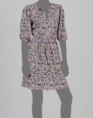 Boss Orange by Hugo Boss Women's Pink Dorena Printed Tie-Neck A-Line Dress M