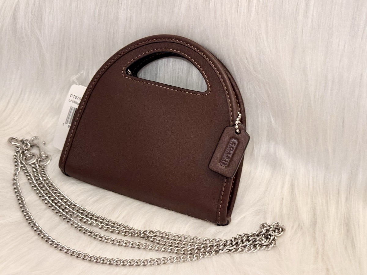 NWT Coach Top Handle Card Case With Chain in Silver Maple CT879 | eBay