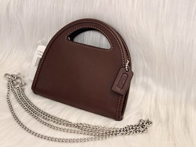 NWT Coach Top Handle Card Case With Chain in Silver Maple CT879 | eBay