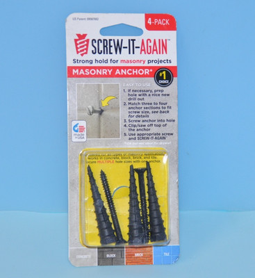 Screw-It-Again SIA-4PK-M Polypropylene Hex Head Masonry Anchor 1/4 Dia.x2 L in.