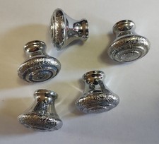 5 Vintage MCM Chrome Round Drawer Pulls