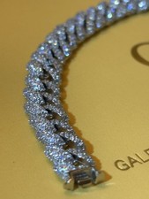 Silver 925 Solid Cuban Bracelet Iced Out Moissanite GRA Certified Diamond VVS1