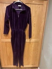 Essential Elements Vtg Purple Velour Jumpsuit Women  s PP Petite Petite 0 2