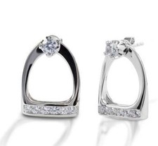AWST Int'l Sterling Silver &amp; CZ Stirrup Earrings