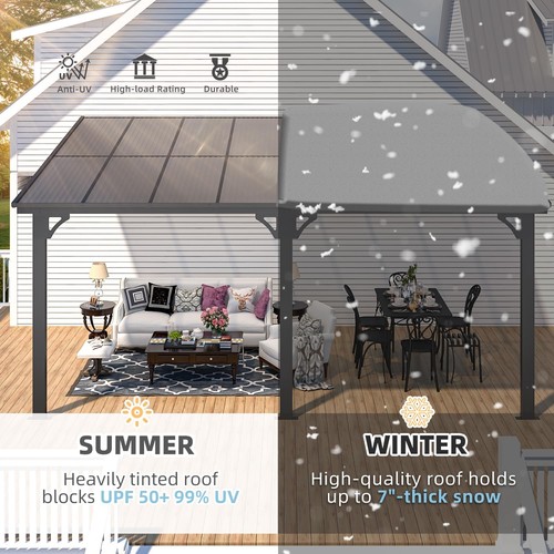 Outdoor Adjustable Height Gazebo for Patio, Large Metal Wall-Mounted Pergolas - Picture 31 of 35