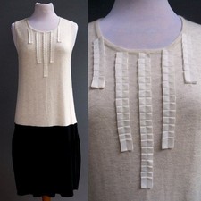 Mossimo Cotton Rayon Soft Sweater Dress Minimalist Black Cream Color Block L