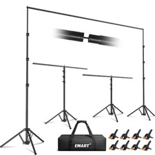 EMART 3-in-1 Backdrop Stand 10x8.5 ft Adjustable Photography Banner Stand Black