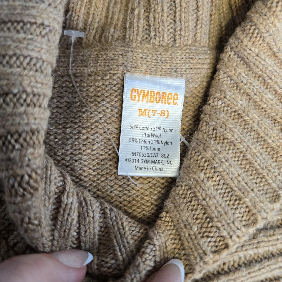 Suéter Gymboree Niños 7/8 Mezcla de Lana Beige Pullover Chal Cuello Foto 4 de 4