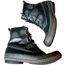 Sorel Joplin Waterproof Black Rain Boot Flannel Fleece Lined Womens 9 UK 7 EU 40