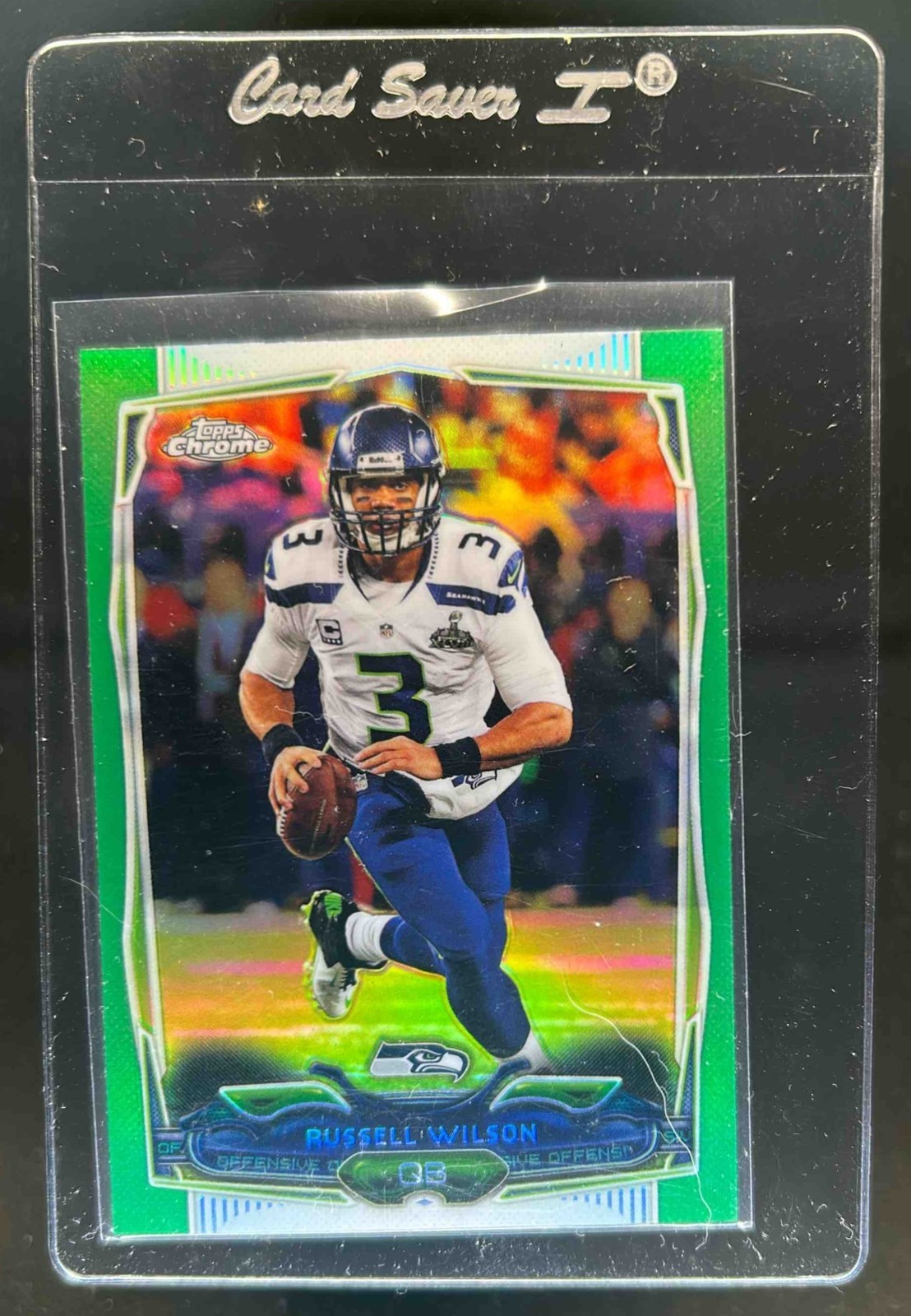 2014 Topps Chrome Russell Wilson Green Refractor #102 Seahawks