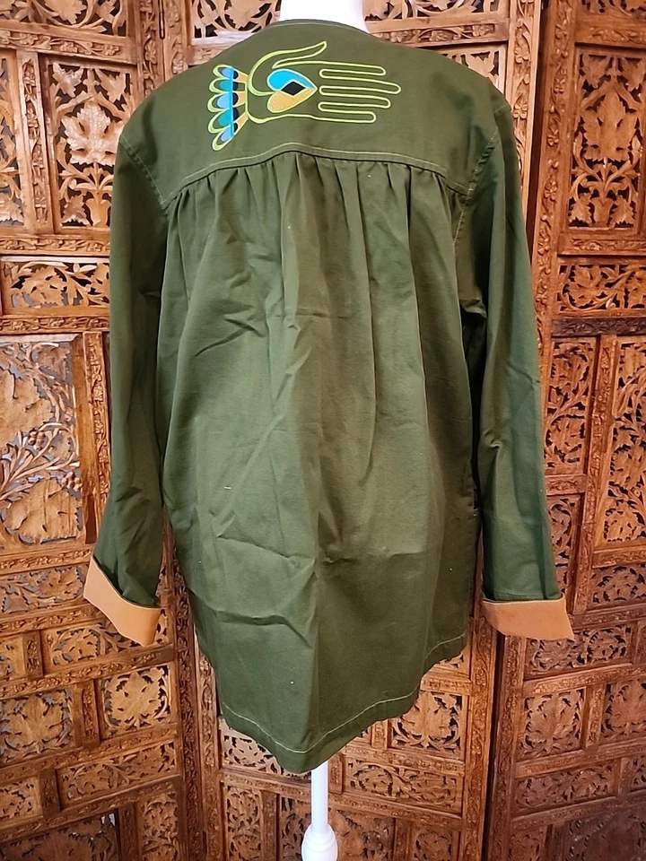 Chaqueta Bob Mackie Usable Art Mujer Talla M Verde Cazador Multi Bordada -NUEVA CON ETIQUETAS Foto 2 de 4