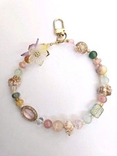 Phone charm wristlet - keychain - bag accessory multicolor beads hand-made