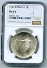 1967 S$1 CANADA SILVER FLYING GOOSE DOLLAR NGC MS62 UNCIRCULATED COIN