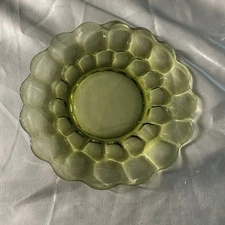 8 Vintage green thick glass plates