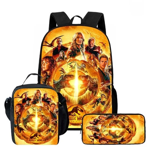 Jurassic World Dinosaur Backpack Set, School Backpack Lunch Bag Pencil Case Set