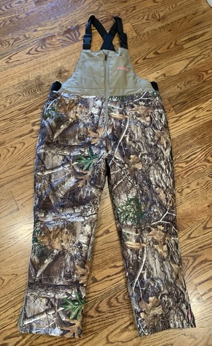 Women's Habit Cedar Branch Real Tree Edge Insulated Bib Overalls Sz L Excellent!
