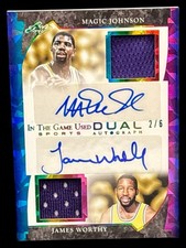 2022 Leaf In the Game Used Dual Magic Johnson / James Worthy 2/6 Auto #GDA-14