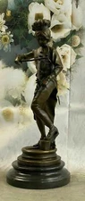 Violinist Statue Playing Violin Boy Bronze Sculpture for Deco Collectible Art NR