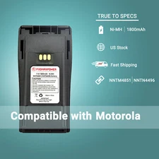 [1800mAh | Ni-Mh] Battery for Motorola CP200D CP180 PR400 EP450 (NNTN4851, 4496)