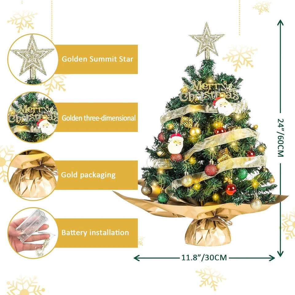 Mini Weihnachtsbaum 60cm LED Beleuchtung klein Künstlicher Tannenbaum Garten DE - Bild 4 von 4