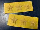 Civil War Confederate Gold Stars - Yellow Background - 3 Star COLONEL pair - NEW