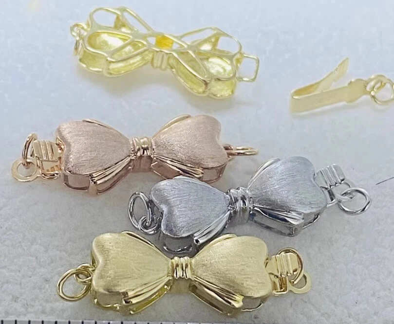 Pure AU750 18K Solid Gold Bow Clasp For Bracelet Necklace Jewelry DIY Findings - Image 3 of 4
