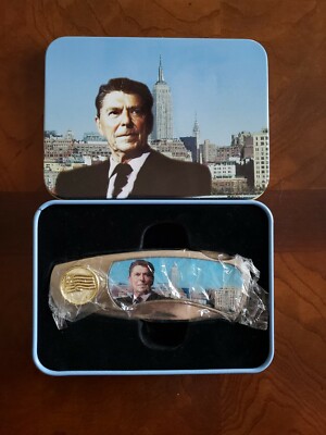 President Ronald Reagan Collector Knife in Decorative Tin. Rare