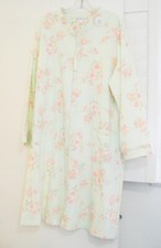 Miss Elaine Womens French Terry Short Zip Coat Robe Mint/Peach 361426 Sz M - NWT