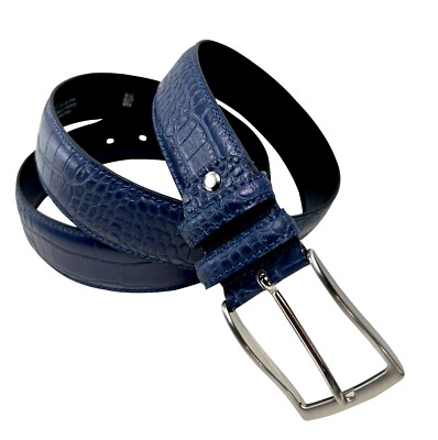 New Men's Aligator Leather Blue Adjustable Waist Belt