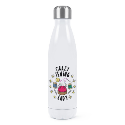 Crazy Sewing Lady Sterne doppelwandige Trinkflasche Mama Muttertag Freundin