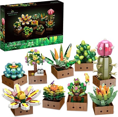 Jie Star 9 in 1 Mega Set Sukkulenten Blumen als Deko Klemmbaustein Set 913+ pcs