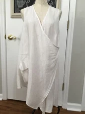 MATCH POINT White Linen Sleeveless Top/Tunic size Small