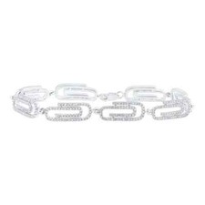 1.90ctw Diamond Paper Clip Bracelet 14k White Gold