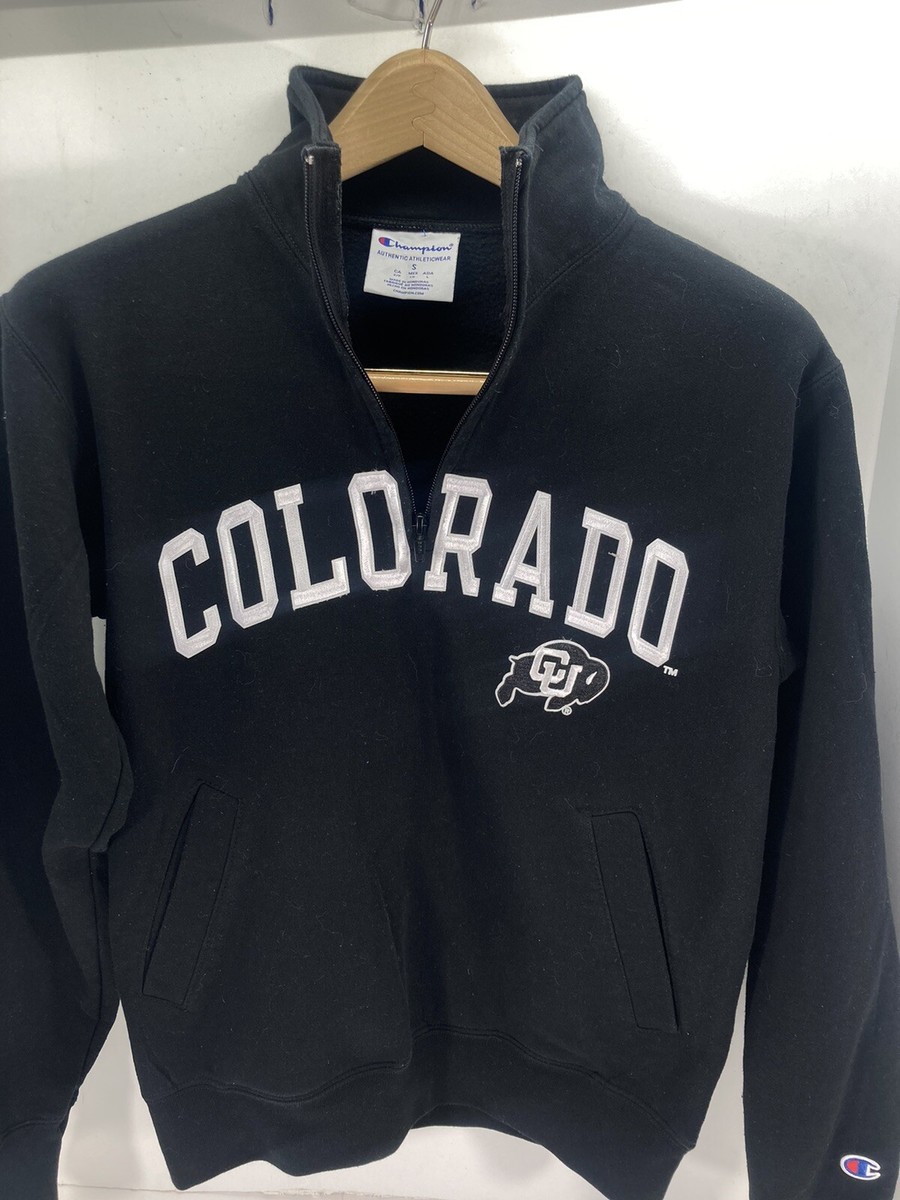 Colorado University Champion Sweatshirt Men Sz Small Black 1/4 Zip