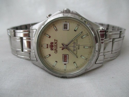 Orient Watch Silver Toned Round Face Day Date Indicator Water Resist 50m |  eBay