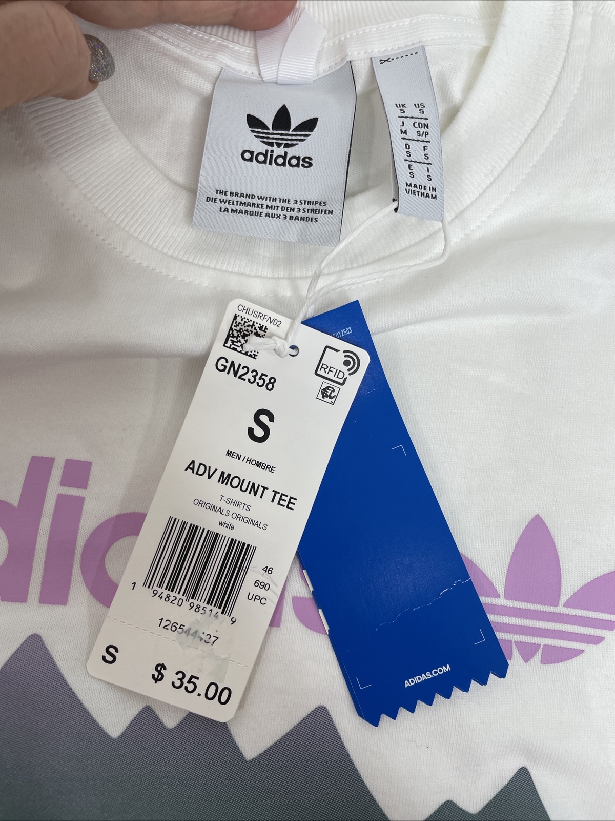 adidas T-Shirt Men's S Mountain Adventure White Short Sleeves Trefoil Logo  | eBay
