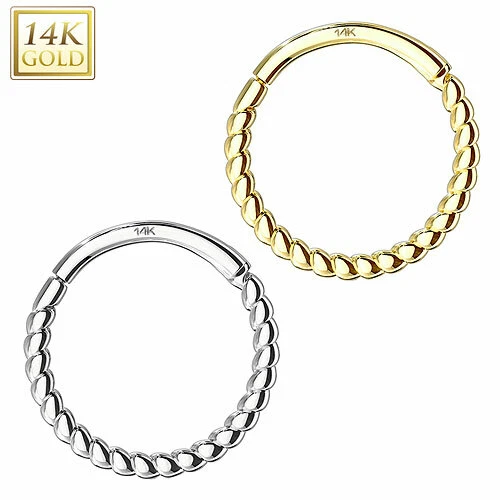 585 Gold 14 Karat Universal Nasen Piercing Ohr Ring Septum Clicker Geflochten - Bild 1 von 3