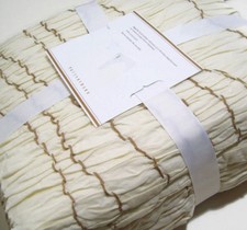 Pottery Barn Ivory Ruched Voile Cotton Twin Duvet Cover For Sale