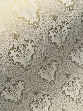 VTG CHRISTMAS WRAPPING PAPER 2 YARDS GIFT WRAP GOLD VICTORIAN SCROLLING  PRETTY