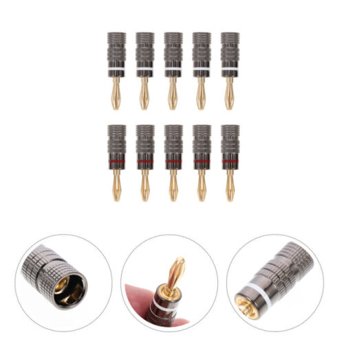  10 Pcs Copper Speaker Wire Plug Electrical Connectors Banana Clip - Picture 1 of 12