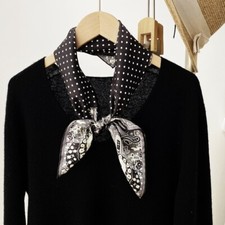 New Boutique 14Momme Twill Silk Scarf Necktie Hairband Print Square Scarf 68cm- 