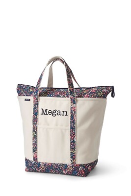 New Lands' End Large Zip Top Multicolor Seaside Floral Heavy