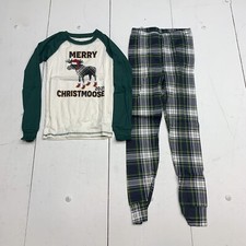 The Childrens Place Boys Green Plaid Christmas Pajama Set Size 8