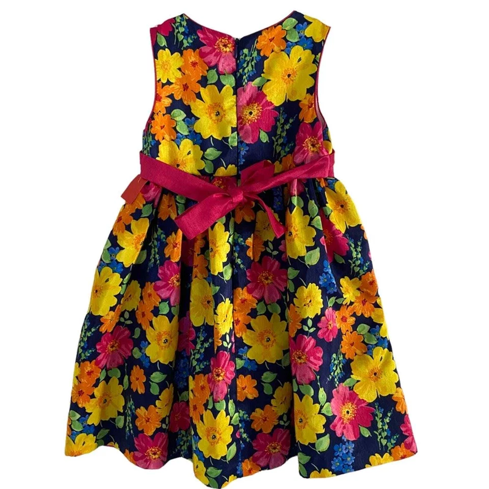 Vestido Princesa Americana Niña Talla 4 Floral Rosa Flores Colorido Especial Foto 2 de 4